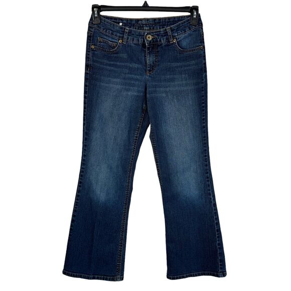 Ruff Hewn SZ 4S SHORT Bootcut Jeans Mid-Rise Pockets Stretch Whiskered Blue - Picture 1 of 11